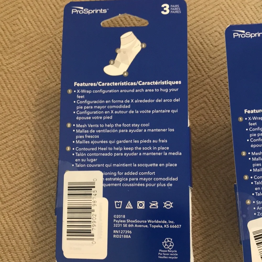 2 packs PROSPRINTS Quarter Cut Socks, 3 pairs per pack *Athletic Performance*